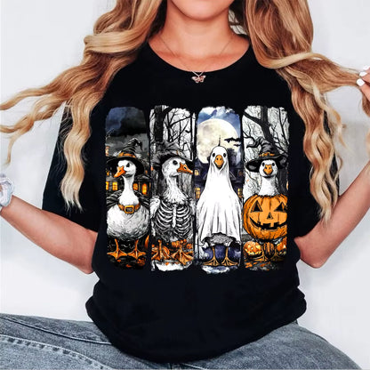 Halloween Ghost Goose Autumn DIY Iron-On Heat Transfer Sticker Decal T-shirts Sweatshirts Pillowcase Bag Clothes Decor