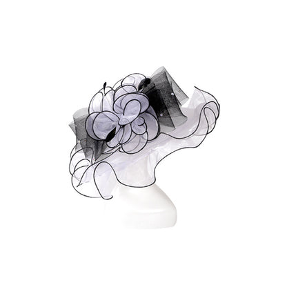 Women Fashion Big Brim Fashion Organza Dress Hat