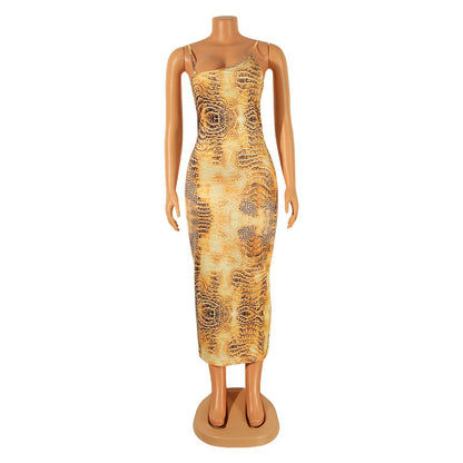 Fashion Sexy Sling Tight Sleeveless Long Nightclub Party Dress