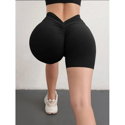 Women High-waisted Butt-lifting Shorts Tummy Control Ruched Sports Yoga Leggings