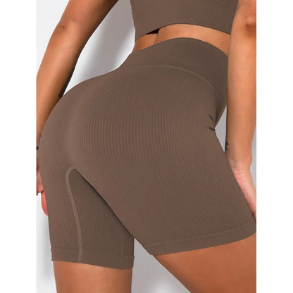 Women Ribbed Seamless Workout High Waist Booty Biker Shorts Yoga Pants