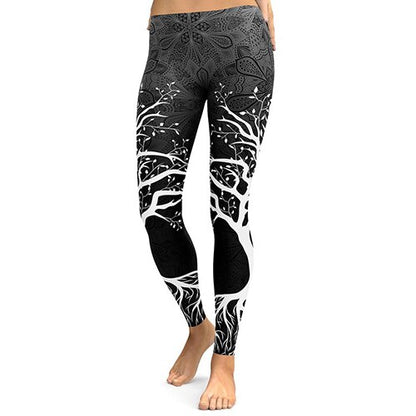 Women Tree Digital Printed Hight Waist Plus Size Leggings Pants