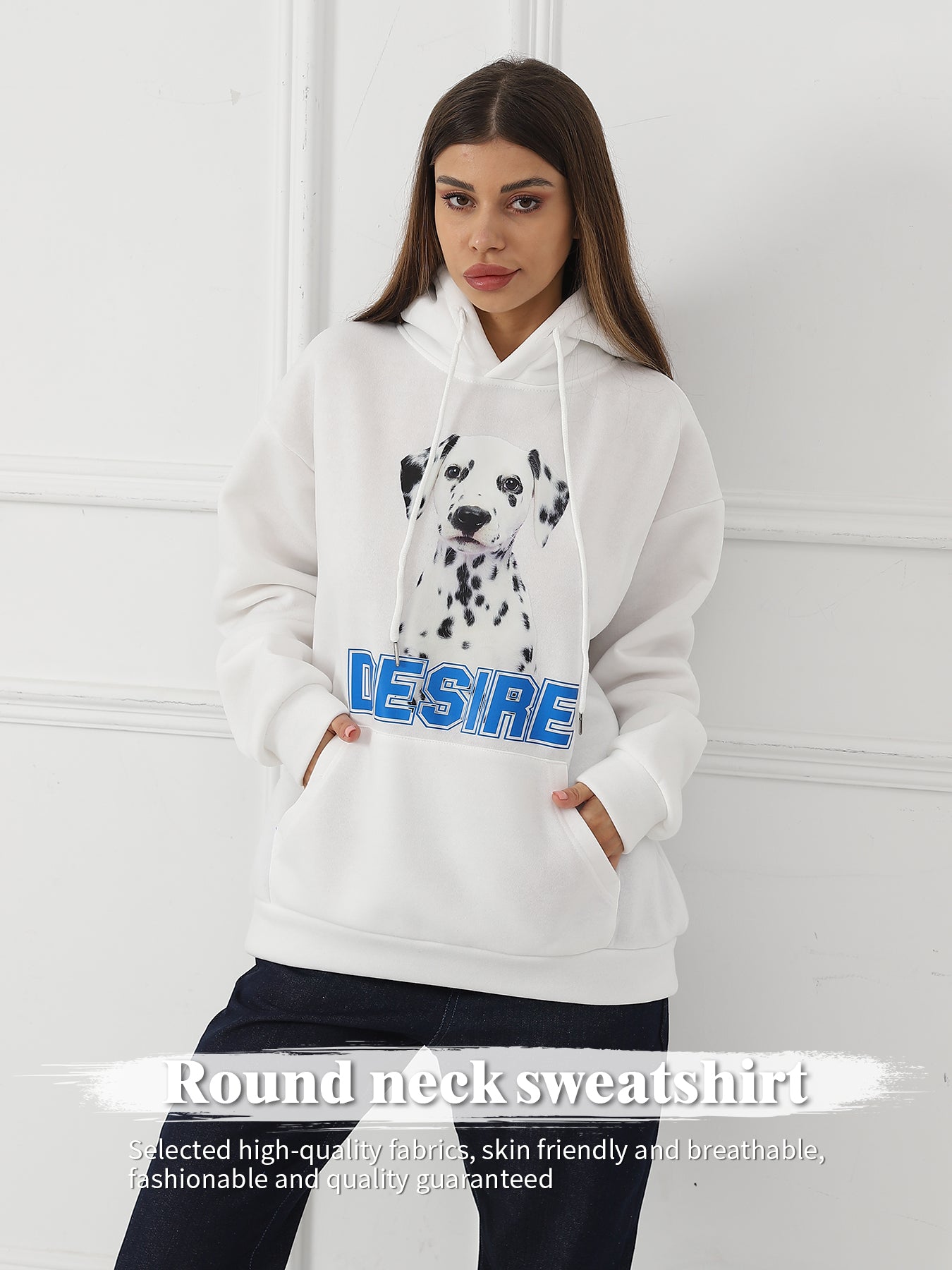 Women Fashionable Letter Printed Long Sleeved Hoodie Sweatshirt Jacket