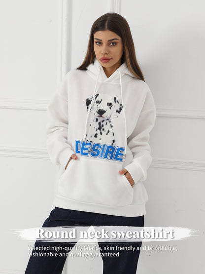 Women Fashionable Letter Printed Long Sleeved Hoodie Sweatshirt Jacket