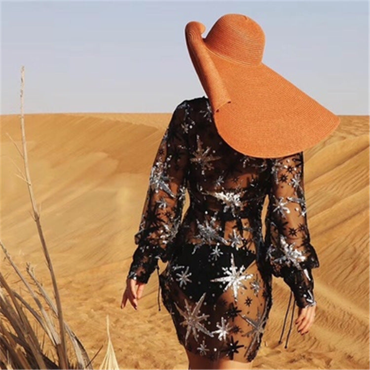 25cm Women's High End Straw Oversized Brim Hat