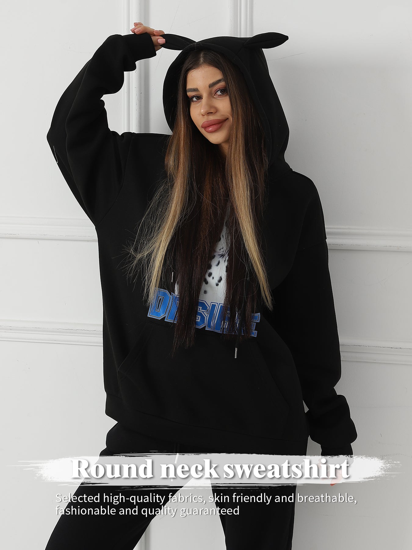 Women Fashionable Letter Printed Long Sleeved Hoodie Sweatshirt Jacket