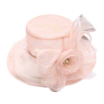 Women Mesh Big Brim Wedding Church Travel Dress Hat