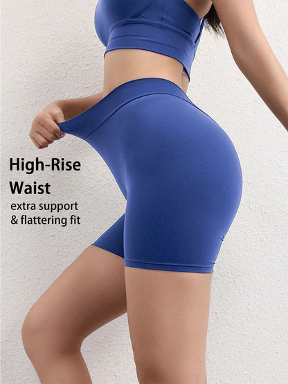 Women High-waisted Butt-lifting Shorts Tummy Control Ruched Sports Yoga Leggings