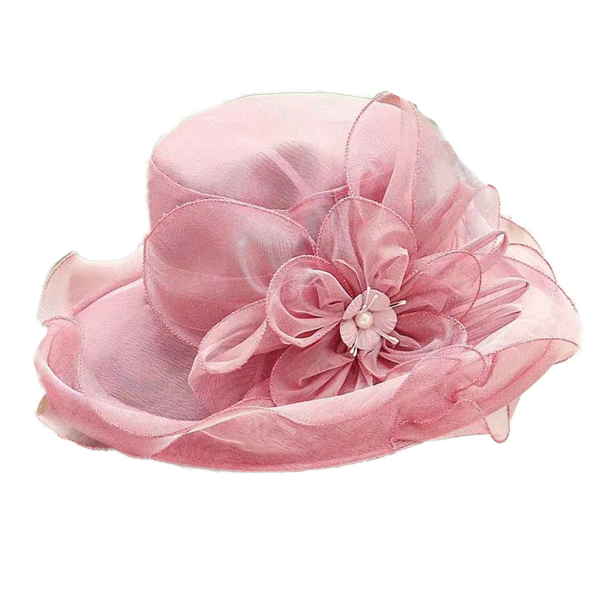 Women's Mesh Bowler Organza Wedding Travel Church Dress Sun Hat