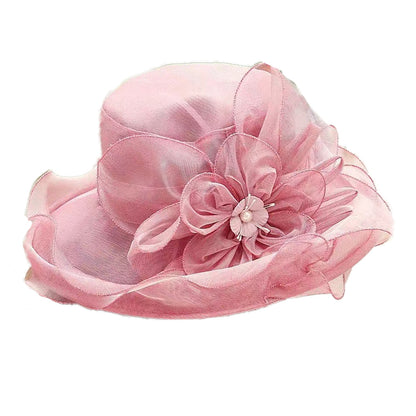 Women's Mesh Bowler Organza Wedding Travel Church Dress Sun Hat