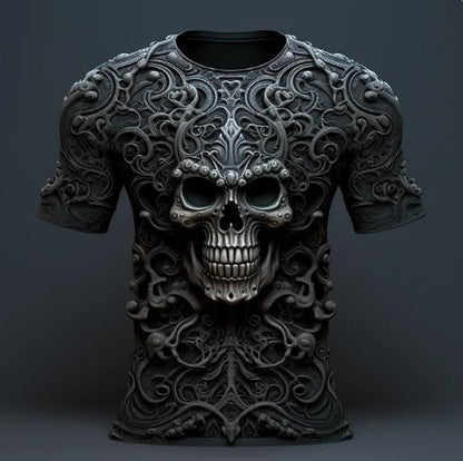 Men's 3D Skull Printed Hip Hop Trendy Tops Tees T-shirt