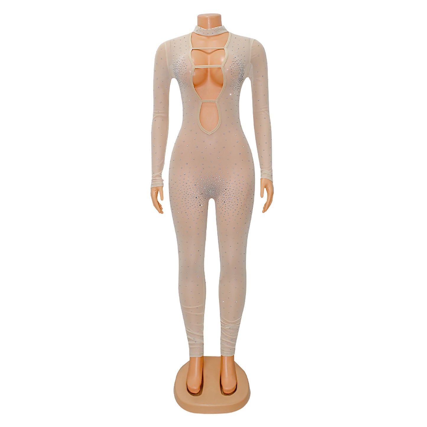 Women's Fashion Tight Mesh Party Nightclub Pant Jumpsuit
