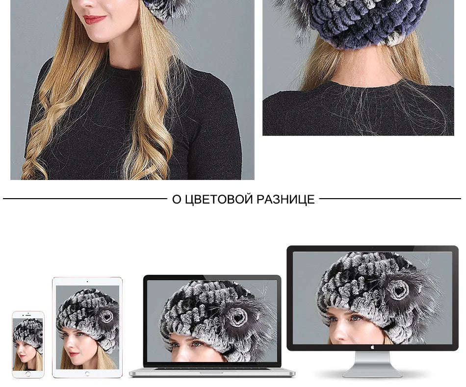 Women's Fashion Warm Fur Knitted Hats