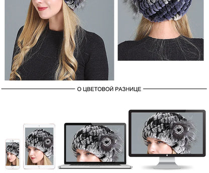 Women's Fashion Warm Fur Knitted Hats