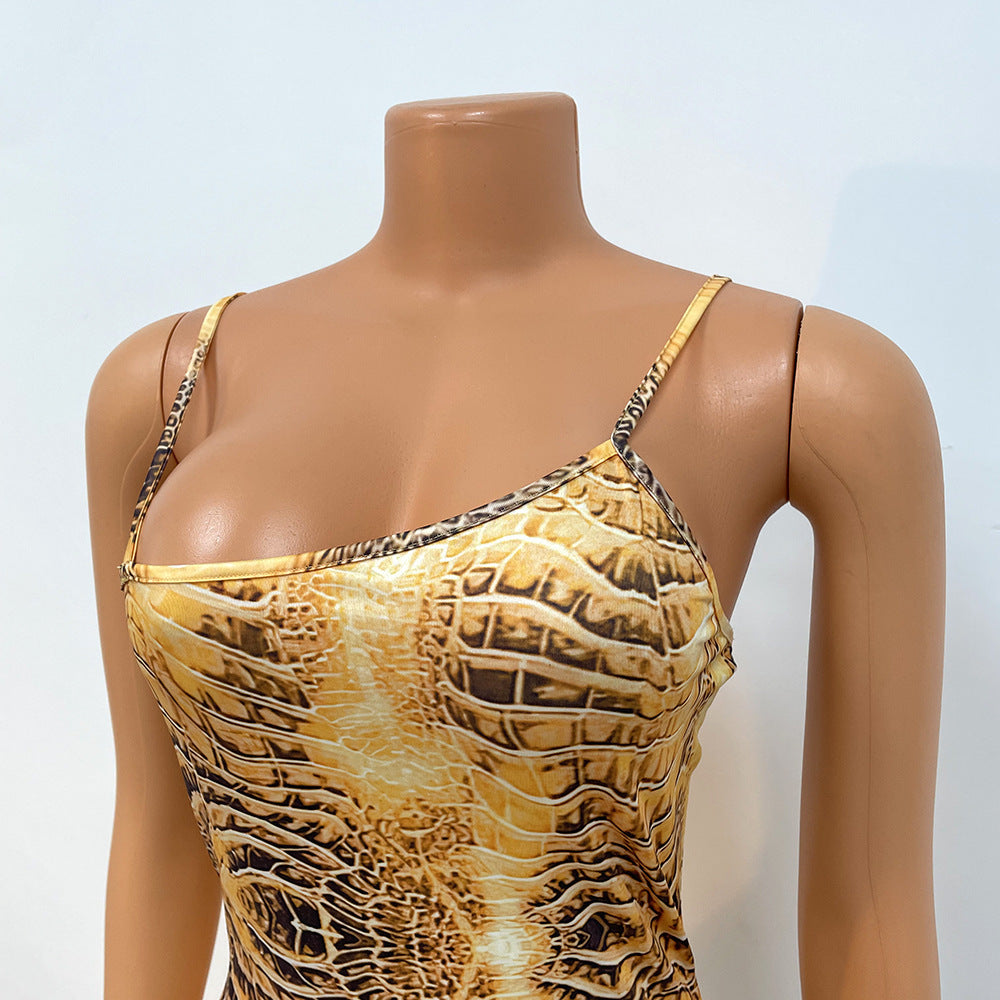 Fashion Sexy Sling Tight Sleeveless Long Nightclub Party Dress