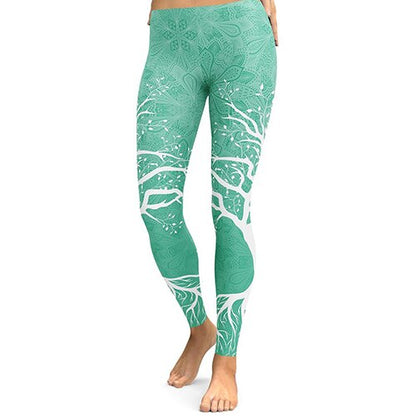 Women Tree Digital Printed Hight Waist Plus Size Leggings Pants