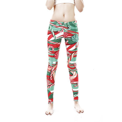 Christmas Printed Women Lollipops Leggings pants