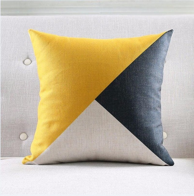 Nordic Geometric Striped Couch Pillowcase Thick Linen Decorative Cushion Cover