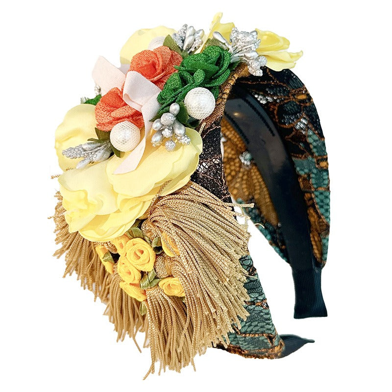 Women Fashionable Versatile Handmade Fabric Flower Headbands Wear