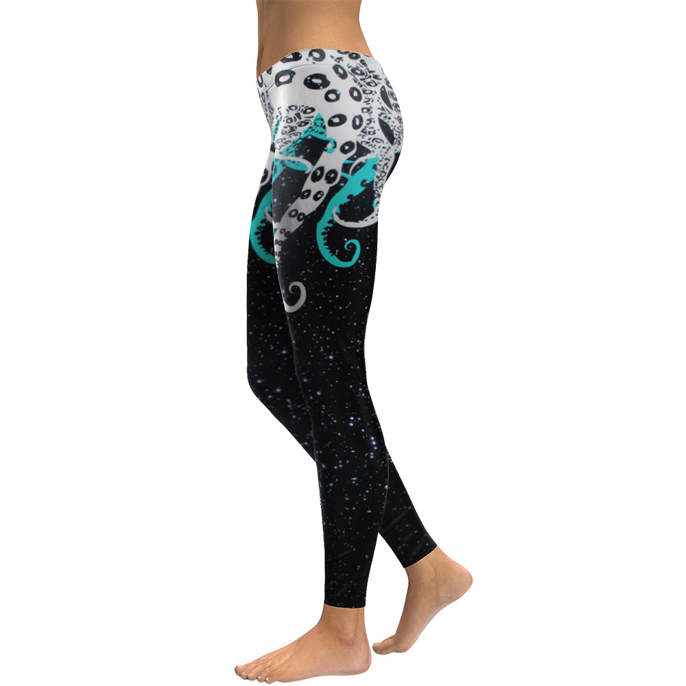 Plus Size Women Galaxy Space Fitness Digital Print Octopus Slim Workout Legging Pants