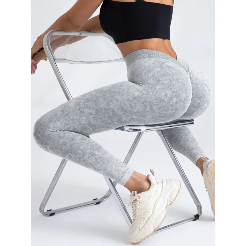 Women High Waist V Back Scrunch Butt Workout Seamless Gym Yoga Leggings