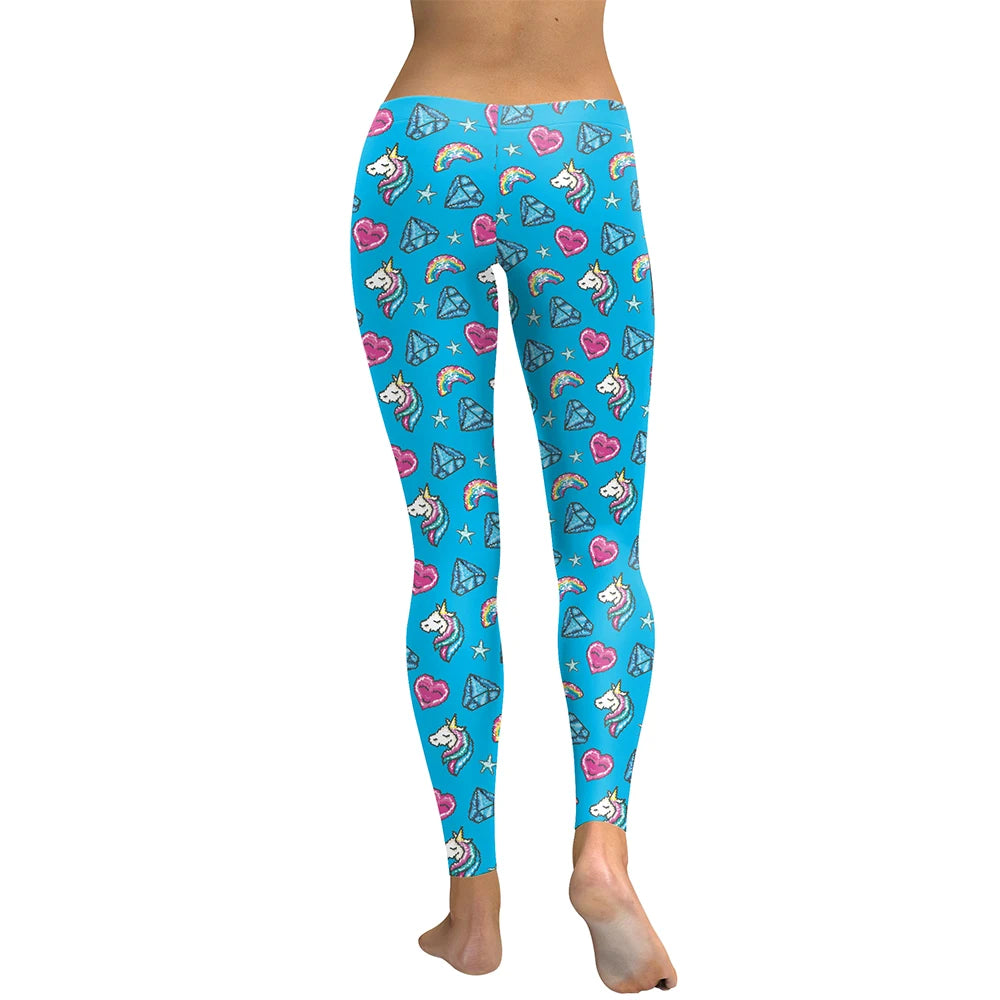 Women Kawaii Diamond Expression Digital Print Workout Fitness Leggins Pants