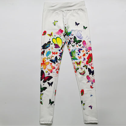 Sexy Printed Floral Butterfly High Waist Slim Yoga Pants Leggings