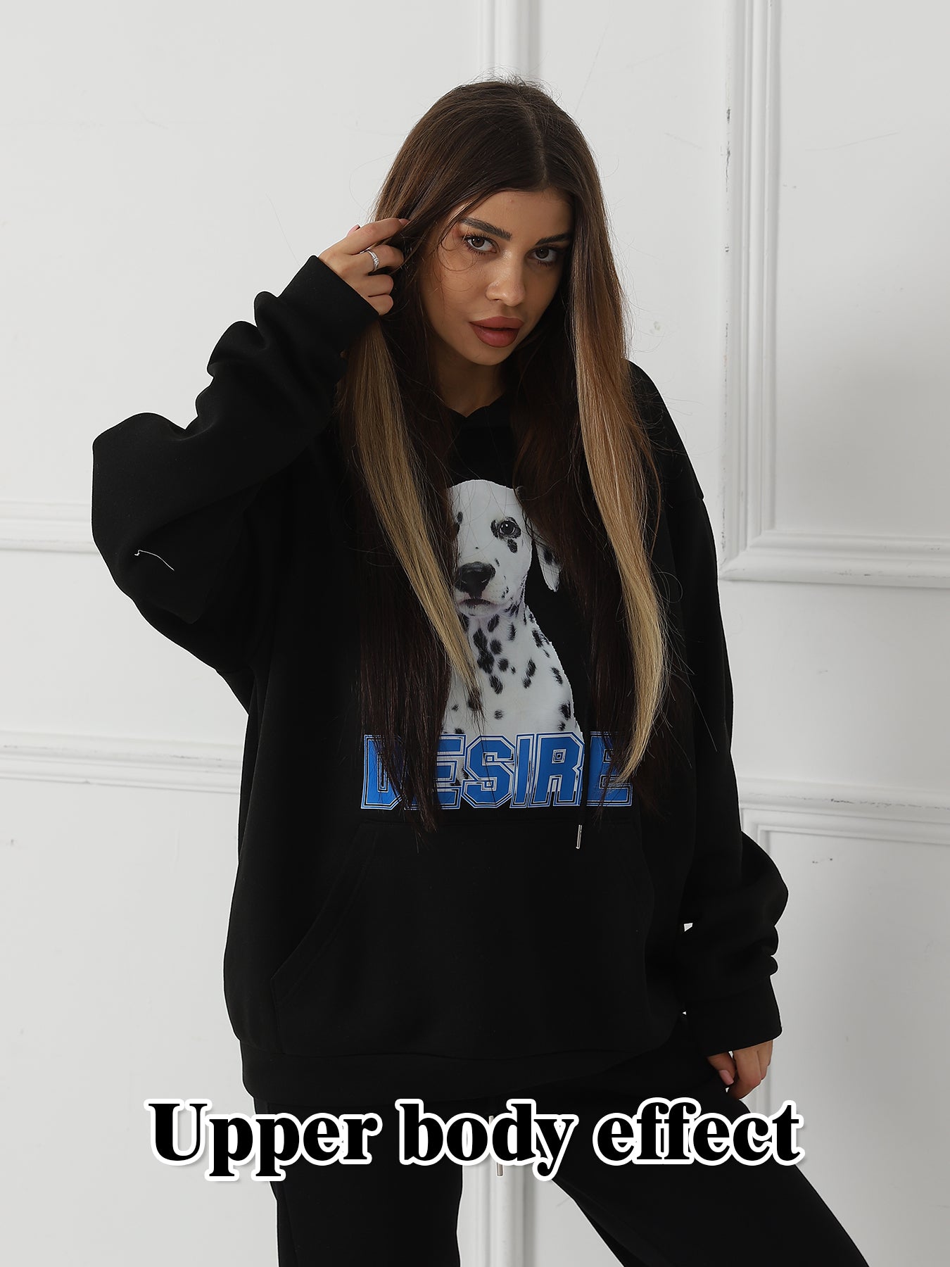 Women Fashionable Letter Printed Long Sleeved Hoodie Sweatshirt Jacket