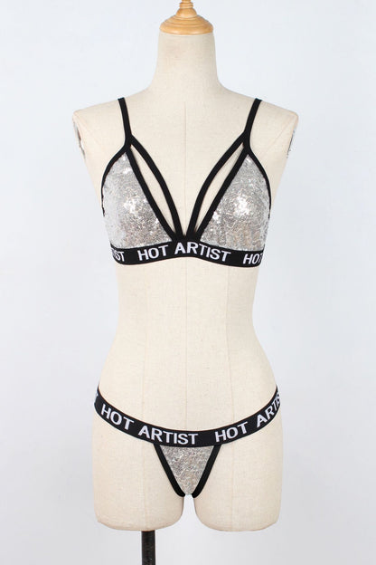 Sexy Women Fashion Sequin Lingerie Bikini Set