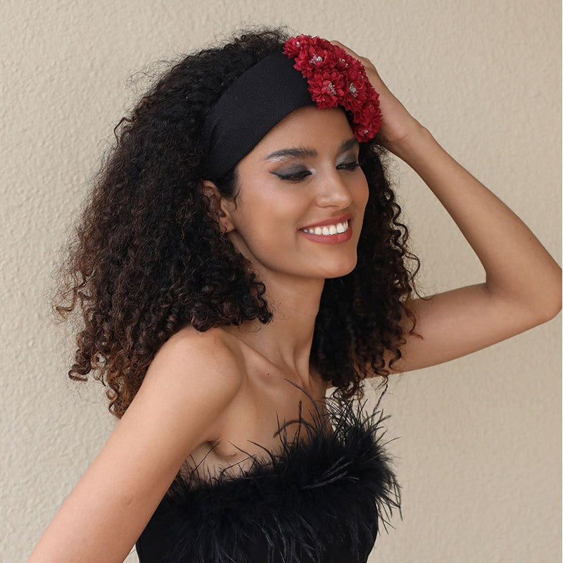 Women Flower Fashionable Wide Edge Handmade Fabric Headband Hairpiece