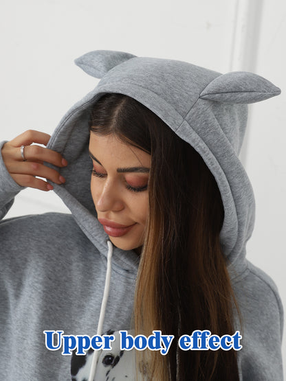 Women Fashionable Letter Printed Long Sleeved Hoodie Sweatshirt Jacket