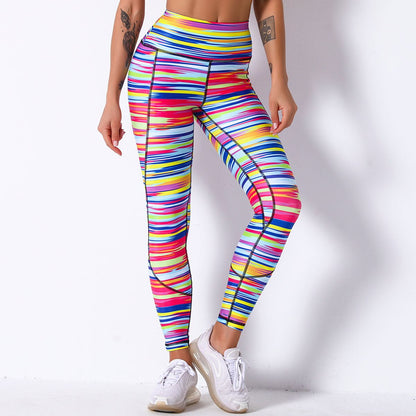 Sexy Colorful Printed Fitness High Waist Push Up Sport Seamless Gym Pants Leggings