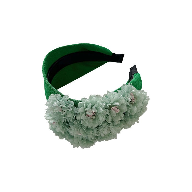 Women Flower Fashionable Wide Edge Handmade Fabric Headband Hairpiece