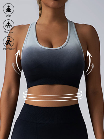 Women Racerback Running Workout Crop Tank Tops Sports Push Up Bra