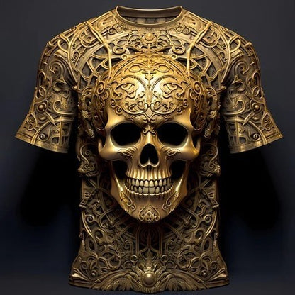 Men's 3D Skull Printed Hip Hop Trendy Tops Tees T-shirt