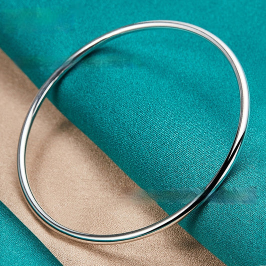 Women Fashion Silver 3mm Smooth Circle Bracelets