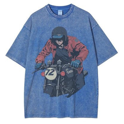 Men 90s Anime Character Graphic Retro Distressed Tops Printed Tees Shirts