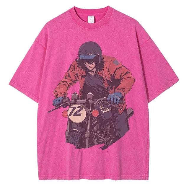 Men 90s Anime Character Graphic Retro Distressed Tops Printed Tees Shirts