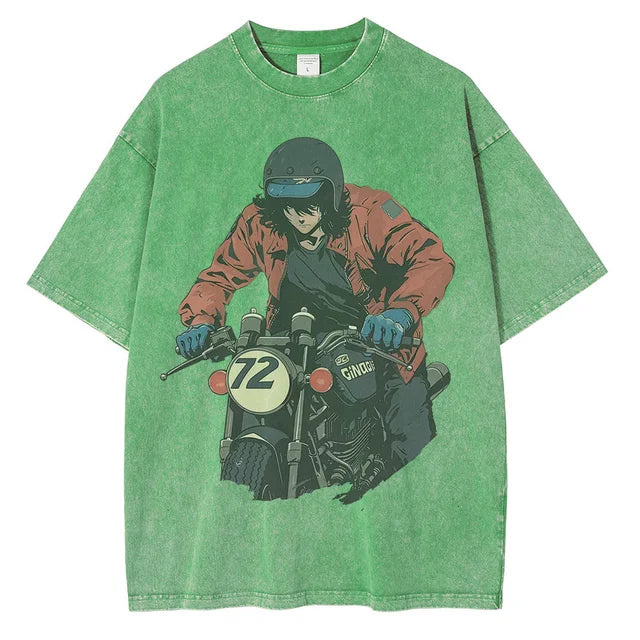 Men 90s Anime Character Graphic Retro Distressed Tops Printed Tees Shirts