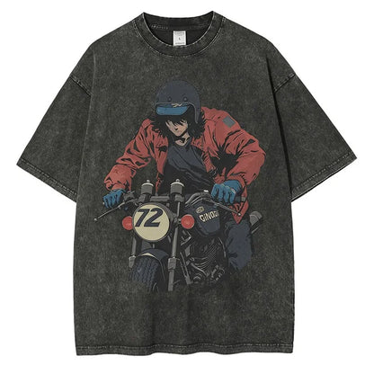 Men 90s Anime Character Graphic Retro Distressed Tops Printed Tees Shirts