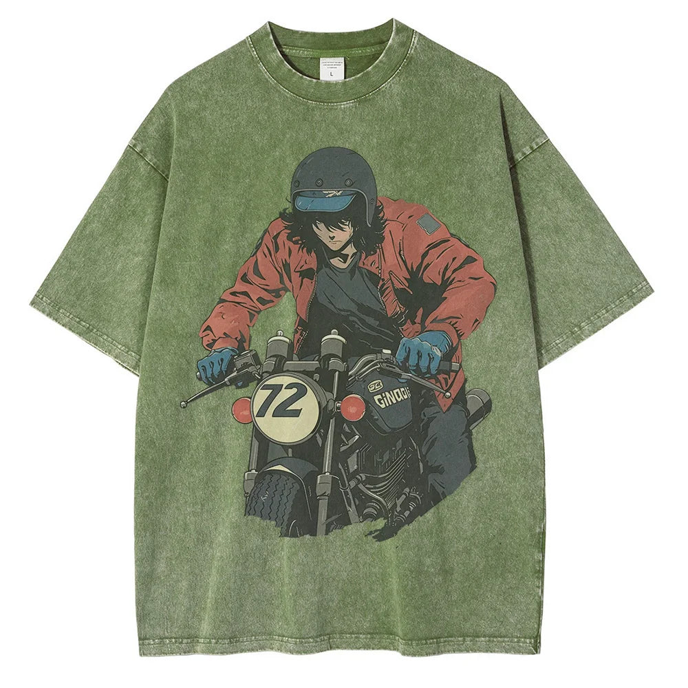 Men 90s Anime Character Graphic Retro Distressed Tops Printed Tees Shirts