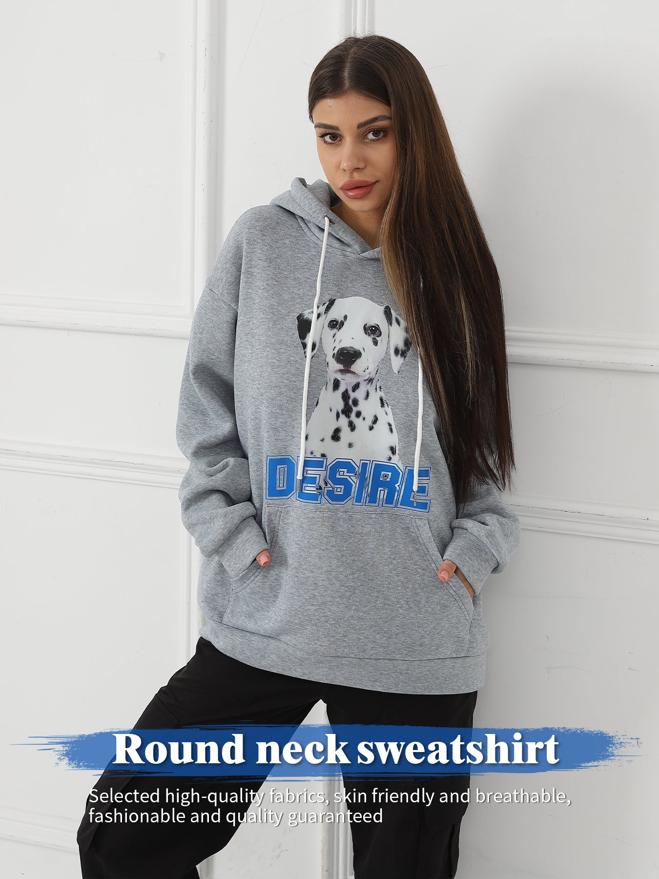 Women Fashionable Letter Printed Long Sleeved Hoodie Sweatshirt Jacket