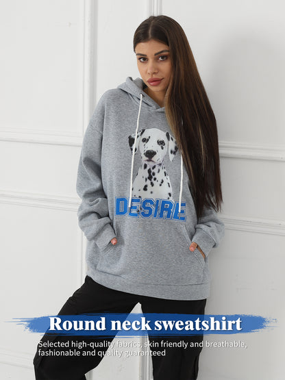 Women Fashionable Letter Printed Long Sleeved Hoodie Sweatshirt Jacket