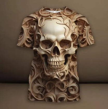 Men's 3D Skull Printed Hip Hop Trendy Tops Tees T-shirt