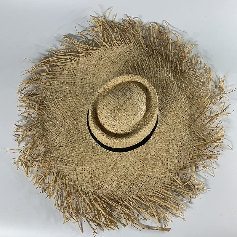 M (56-58cm) Women Fashion big brim straw Beach Travel Hat