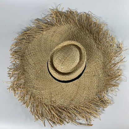 M (56-58cm) Women Fashion big brim straw Beach Travel Hat