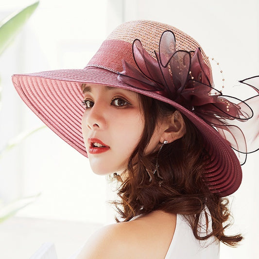 Women's Sun Large Foldable Brim Dress Travel Church Hats