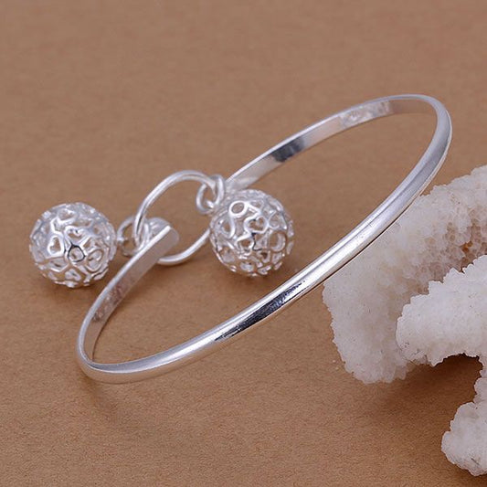 Women 925 Silver Double Ball Fashion Bracelet