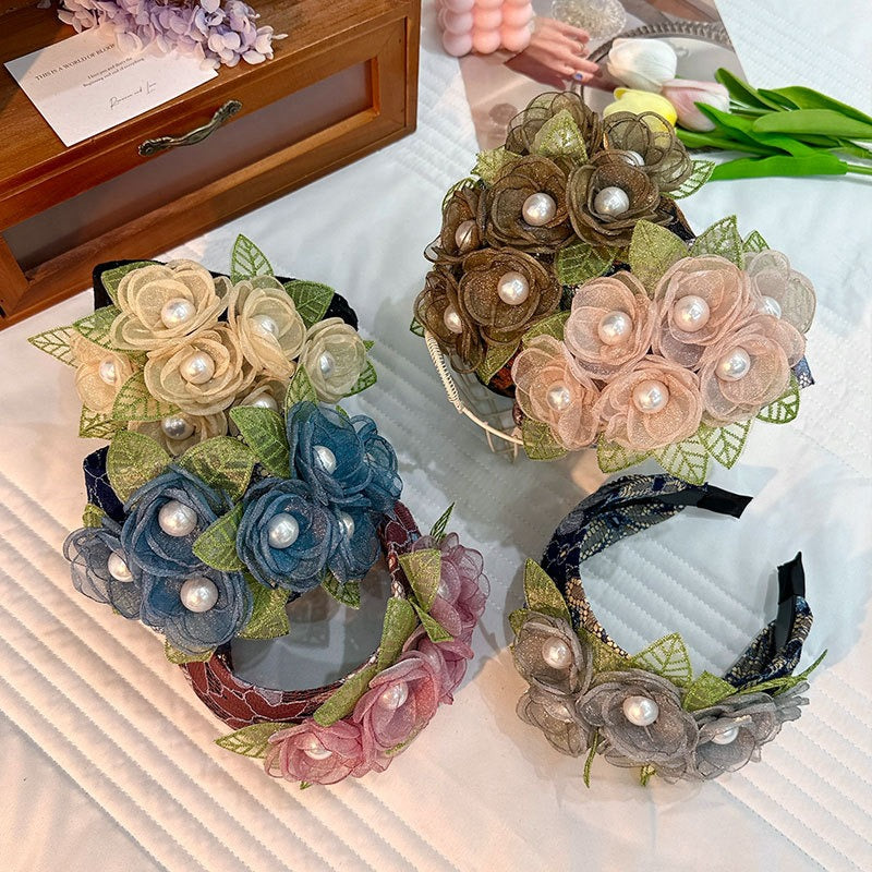 Women Fashionable handmade fabric exaggerated flower headwear Hairband