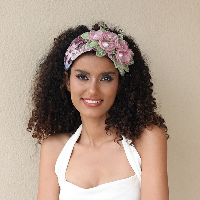 Women Fashionable handmade fabric exaggerated flower headwear Hairband